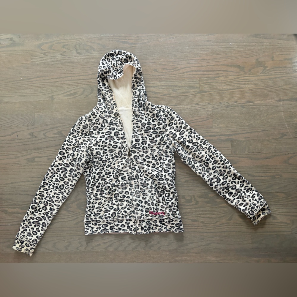 Vintage Y2K Billabong Cheetah Print Reversible Hoodie Women’s Medium 2000s